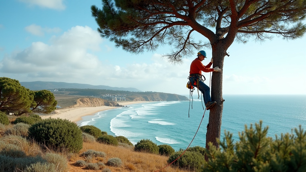 Élagueur professionnel intervenant sur un arbre en Vendée