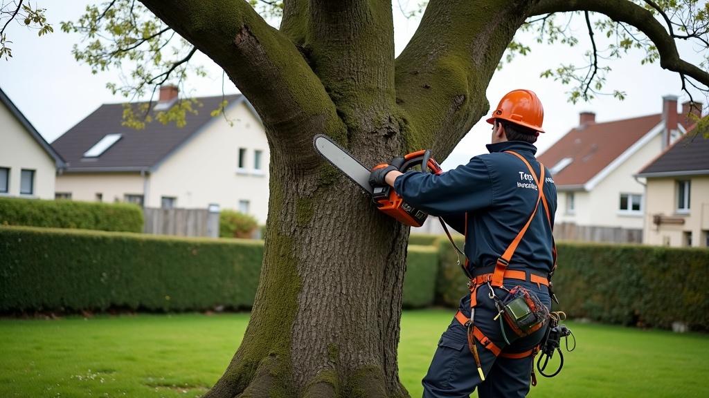 Élagueur professionnel intervenant sur un arbre en Vendée