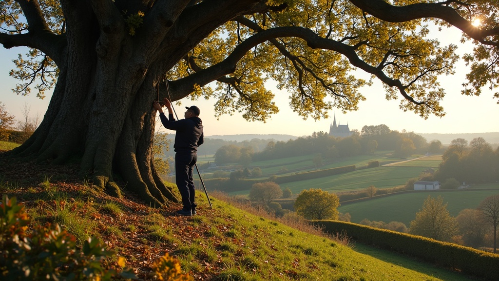 Élagueur professionnel intervenant sur un arbre en Vendée